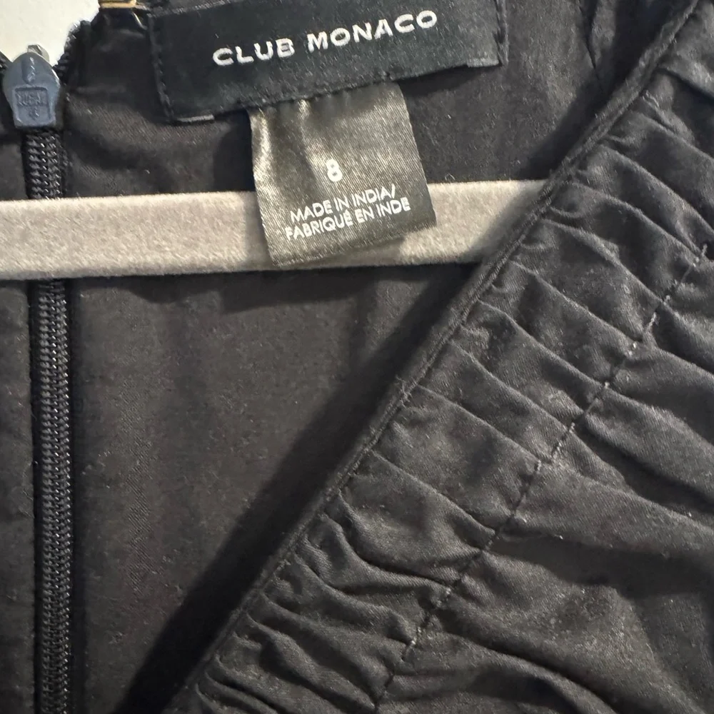 Club Monaco Midi Black Poplin Puff Sleeve Dress - Picture 6 of 8